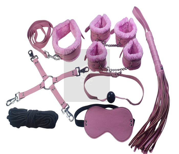 LEATHER BONDAGE BDSM FURRY KIT PINK