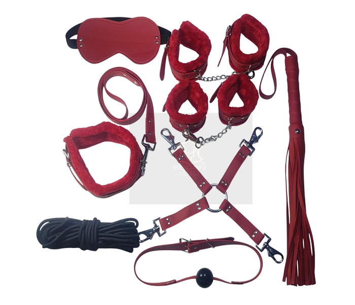 EEOAN RED LEATHER BDSM KIT FOR COUPLE