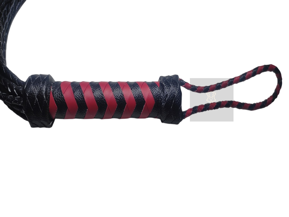 LEATHER RED ROSE BDSM FLOGGER WHIP